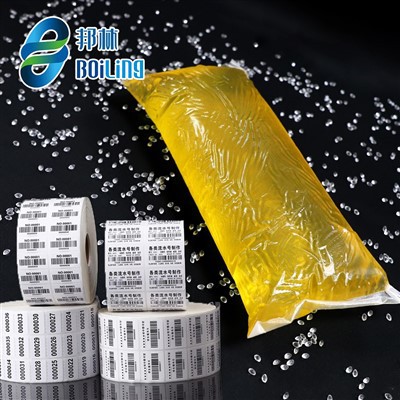 Průhledné tavné lepidlo štítku s čárovým kódem